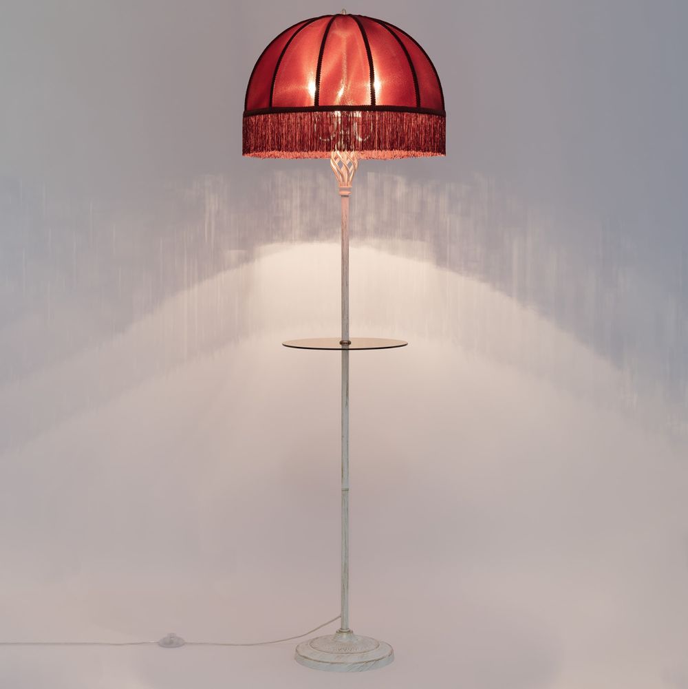 Citilux Базель CL407923T Торшер патина со столиком и красным абажуром