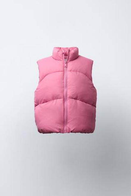 ZARA СТЕГАНЫЙ ЖИЛЕТ WATER REPELLENT, МЯГКИЙ РОЗОВЫЙ
