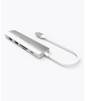 Док-станция для ноутбуков Sunwind SW-DS029-S, для ASUS, HDMI/USB/SD, серебристый/белый