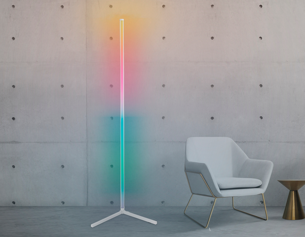 Светильник светодиодный напольный RGB с пультом FL8025 WH белый LED 20W RGB D32*1650 (ПДУ РАДИО 2.4G)