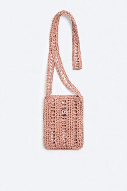 ZARA ПЛЕТЕНАЯ МИНИ-СУМКА, РОЗОВЫЙ