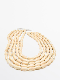Massimo Dutti Воротниковое ожерелье из керамики, бежевый
