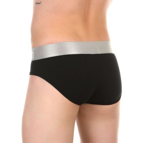 Мужские трусы брифы черные с серебристой резинкой Calvin Klein