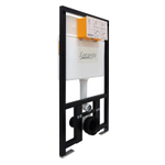 Сет: Инсталляция LORANTO prestige + Унитаз подвесной Azario Fatto безободковый, система смыва "Торнадо", c быстросъемным сиденьем микролифт + Кнопка к инсталляции Loranto Prestige Line, хром матовый (4551+AZ-1049WS+7521)