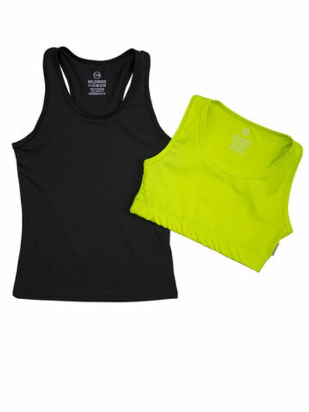 Комплект: борцовка мелкая сетка и цветной топ салатовый