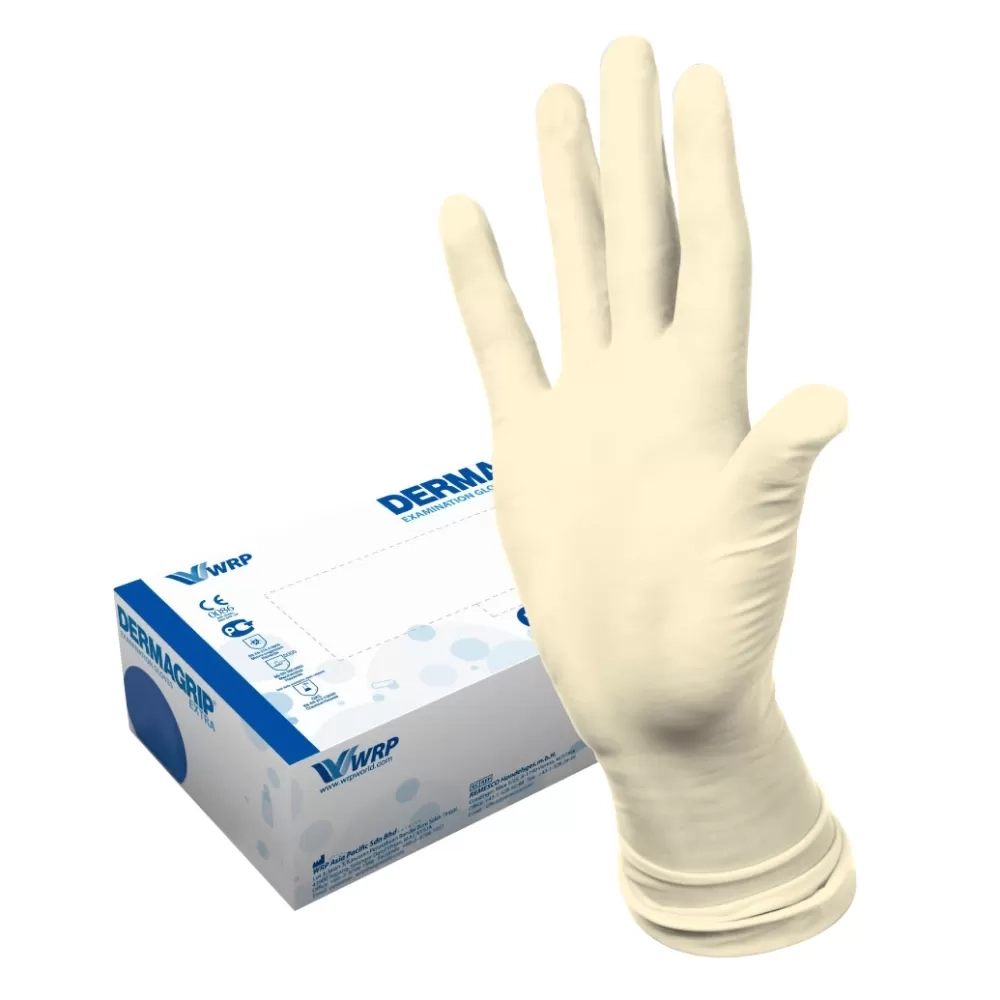 Перчатки Dermagrip Extra размер S латексные смотровые нестерильные неопудренные текстурированные 25 пар