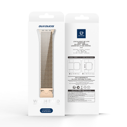 Ремешок из нержавеющей стали золотистого цвета для смарт часов Apple Watch 38, 40, 41 и 42мм, серия Milanese Air Series (миланская петля) от Dux Ducis