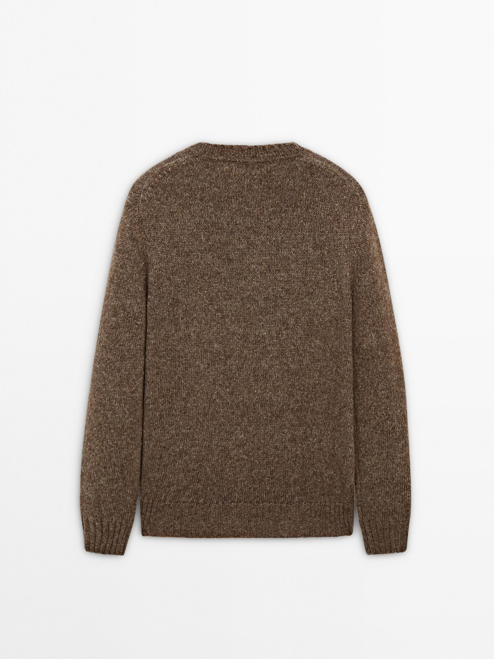 Massimo Dutti ТРИКОТАЖНЫЙ СВИТЕР ИЗ СМЕСОВОЙ МЕРИНОСОВОЙ ШЕРСТИ, ПЕСТРО-КОРИЧНЕВЫЙ