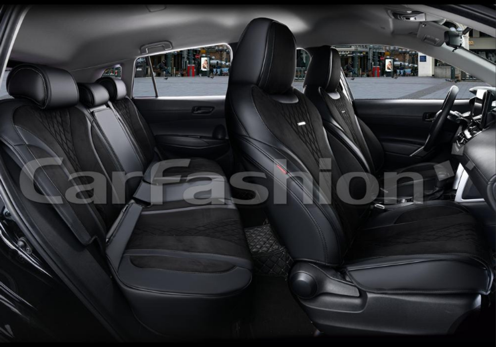 Чехлы на сидения CarFashion каркас 5D«BUFFALO PLUS» 22763 -Экокожа черный/черный/черный