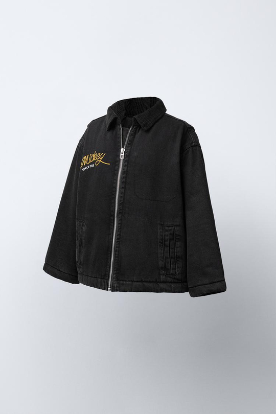 ZARA УТЕПЛЕННАЯ ДЖИНСОВАЯ КУРТКА MICKEY MOUSE © DISNEY, ЧЕРНЫЙ