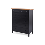 Комод с 6 ящиками деревянный, Хемнэс Hemnes/ Кымор, 108х50х131 см,черный/светло-коричневый