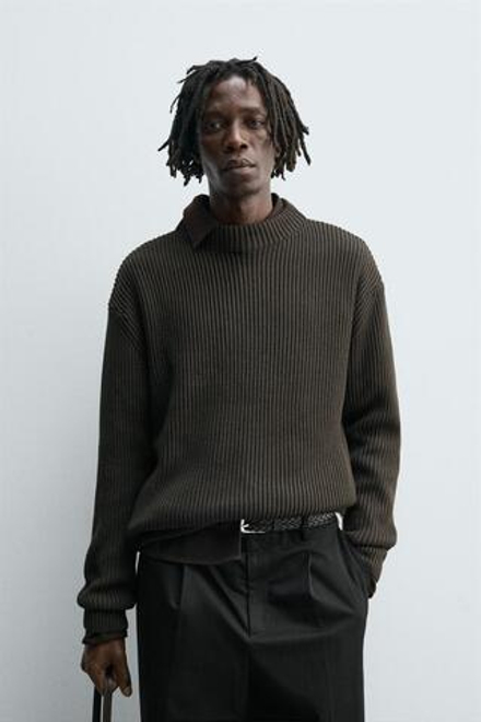 ZARA ДЖЕМПЕР С ВОРОТНИКОМ PERKINS, ХАКИ