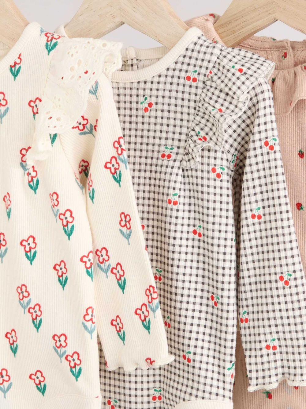 Боди с длинным рукавом для малышей Next E67-025, 3 шт., Молочный, Бежевый