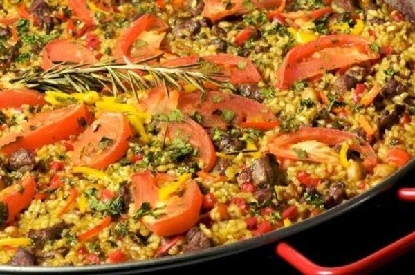 Паэлья с мясом ягненка и артишоками  Receta de Paella con carne de cordero y alcachofas