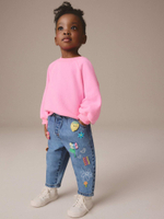 Джинсы с вышивкой для девочки Next E12-750, Синий