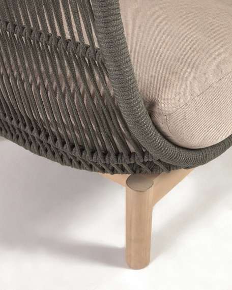 Трехместный уличный диван Catalina, зеленый корд, массив акации