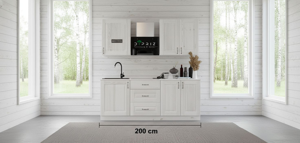 Кухонный модуль напольный, 60х60х85, Стокгольм Светлый, под духовой шкаф, с ящиками, со столешницей, из массива дерева, белый, Dipriz