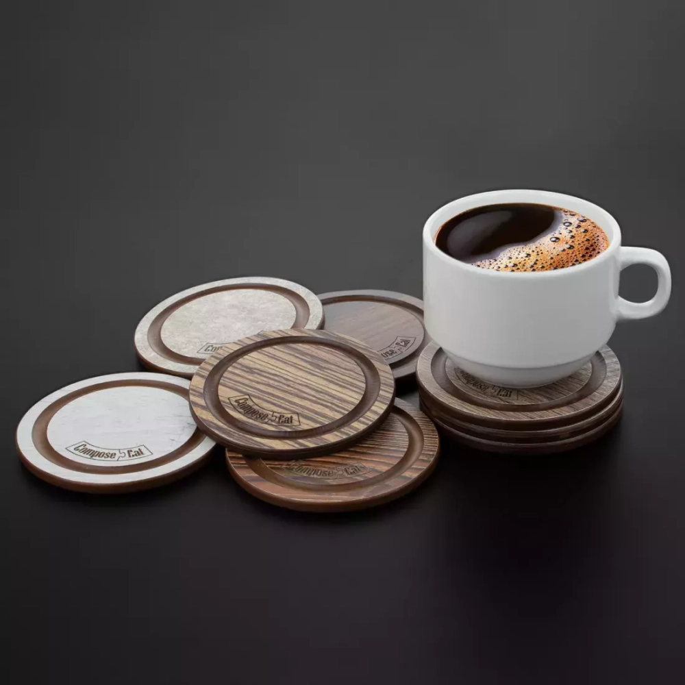 Подставка под кружку Бирдекель 9.5x9.5см ComposeEat Fashion травертин капучино