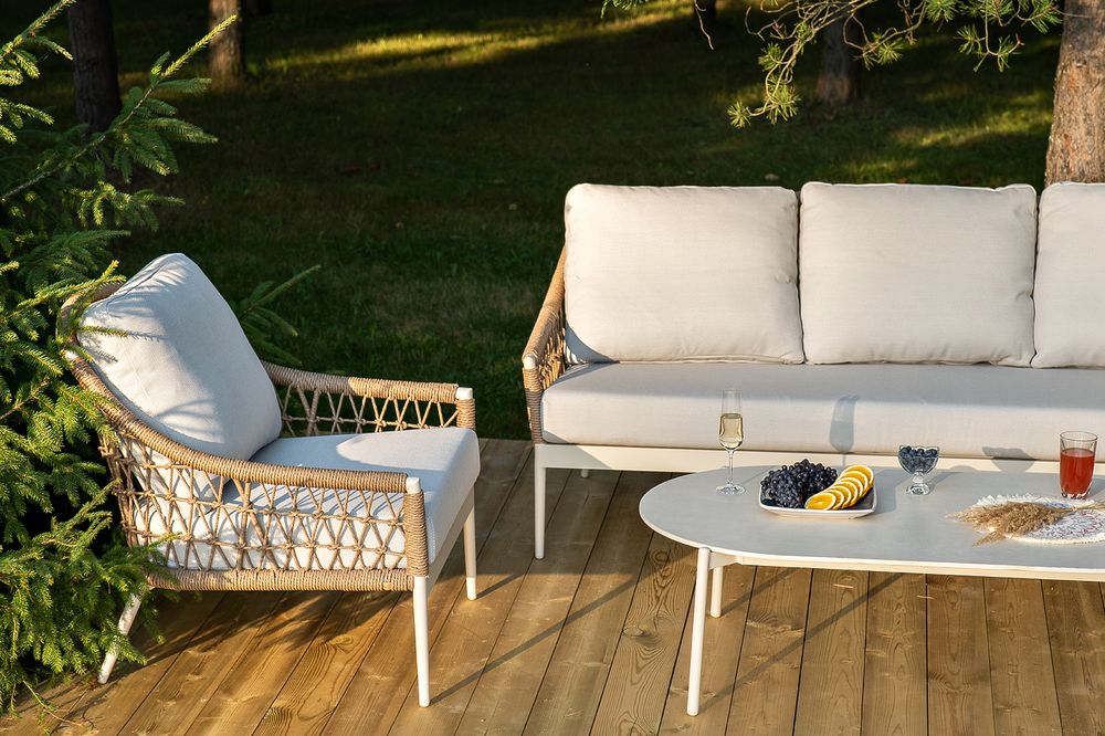 "Венеция" лаунж-зона из искусственного ротанга, цвет соломенный