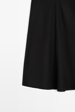 Massimo Dutti Прямая льняная юбка миди, черный