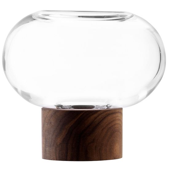 Ваза oblate, 13,5 см, прозрачная/орех