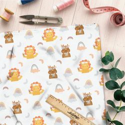 Ткань таффета зверята в облаках