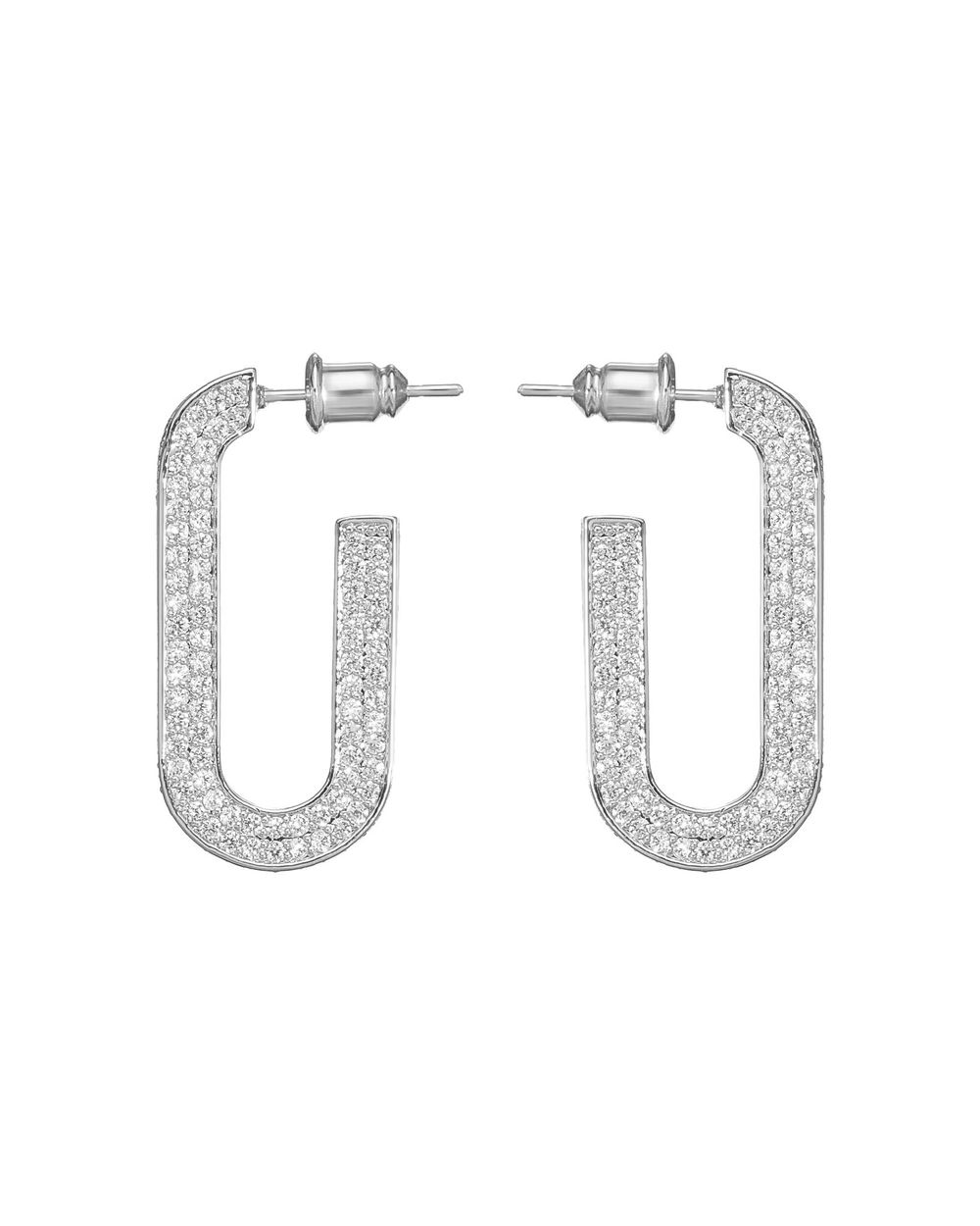 Серьги-овал в камнях, серебро