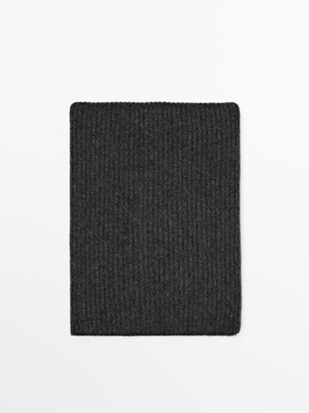 Massimo Dutti Шарф из 100% кашемира в рубчик, маренго