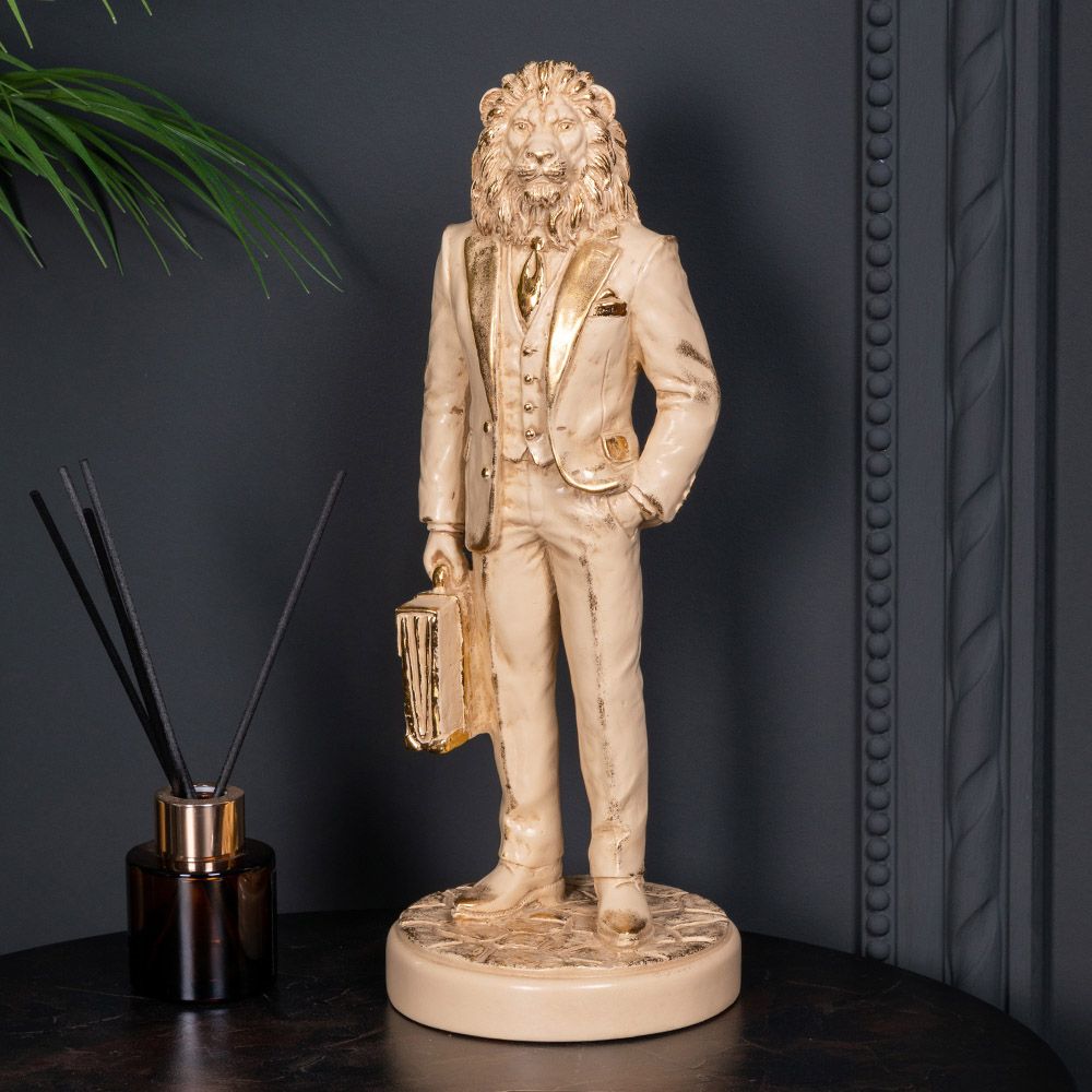 Скульптура Лев Бизнесмен Айвори
