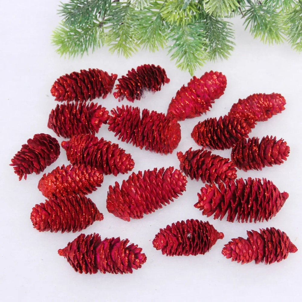 Композиция для декора «Сказочные шишки» 10*10*13 см (120 гр), красный