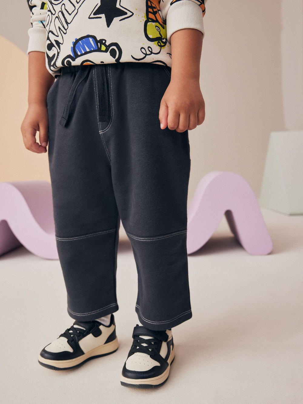 Толстовка с капюшоном и брюки в комплекте для мальчика Next B65-405, Молочный, Темнор-серый