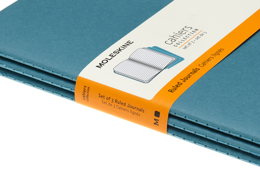 Блокнот Moleskine Cahier Journal CH016B44 Large 130х210мм обложка картон 80стр. линейка голубой (3шт)