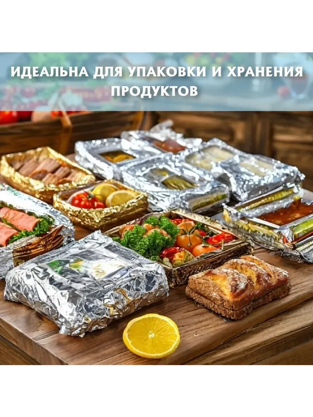 Фольга пищевая в рулоне плотная 50мх29см11мкм для запекания