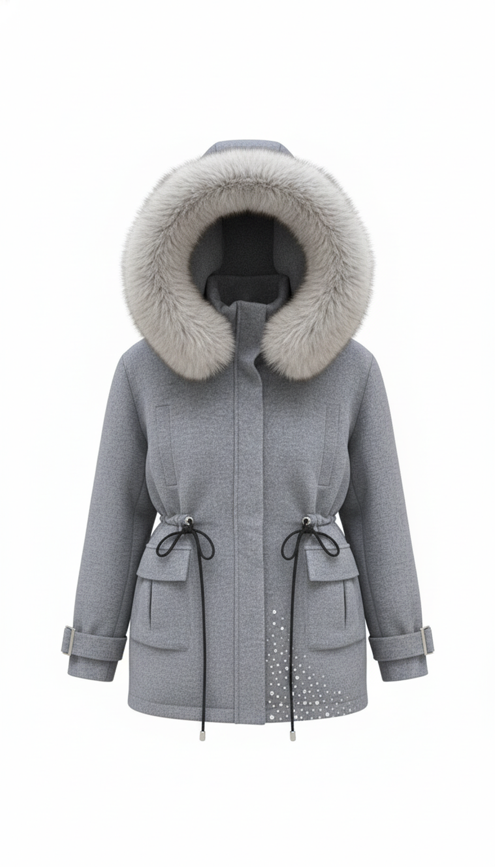 Парка из шерсти в сером