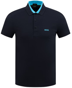 Мужское поло теннисное BOSS x Matteo Berrettini Paule Slim-Fit Polo - dark blue