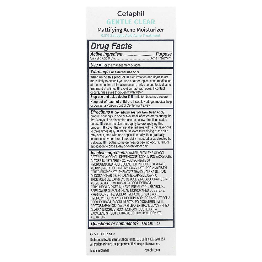 Cetaphil, матирующий увлажняющий крем от акне, 89 мл (3 жидк. унции)