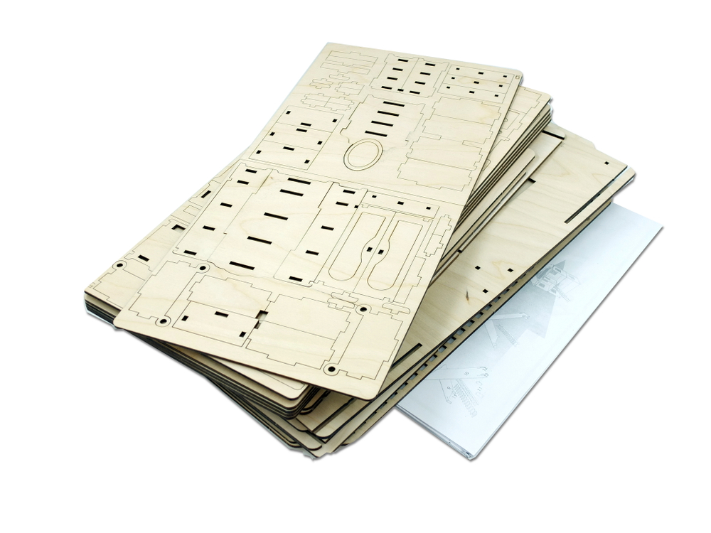 Кукольный домик, конструктор деревянный ХэппиДом "Коттедж с мебелью" из дерева