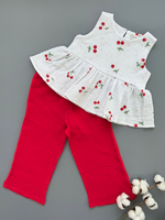 Костюм из муслина топ и брюки «Вишенки»