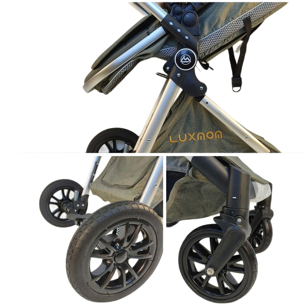 Коляска-трансформер с автолюлькой 3в1 LUXMOM V9 оливковый