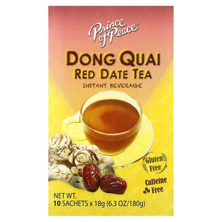 Растительные экстракты и настойки Prince of Peace, Растворимый напиток, чай с красным фиником Dong Quai, без кофеина, 10 пакетиков, 180 г (6,3 унции)