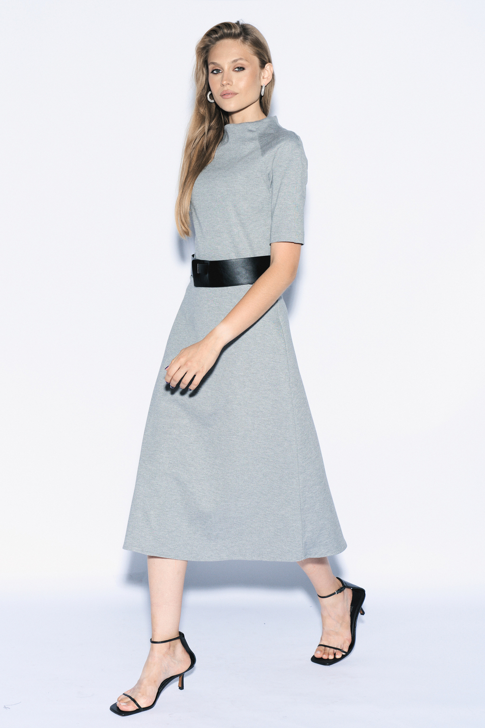 Платье с поясом "Амстердам" серое