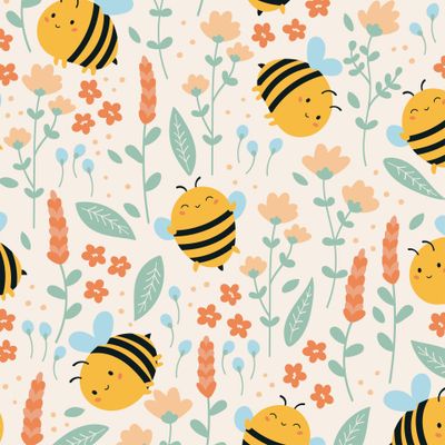 Милые пчелки с цветами