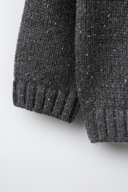 ZARA ЖАККАРДОВЫЙ СВИТЕР С ТАКСОЙ, АНТРАЦИТОВО-СЕРЫЙ