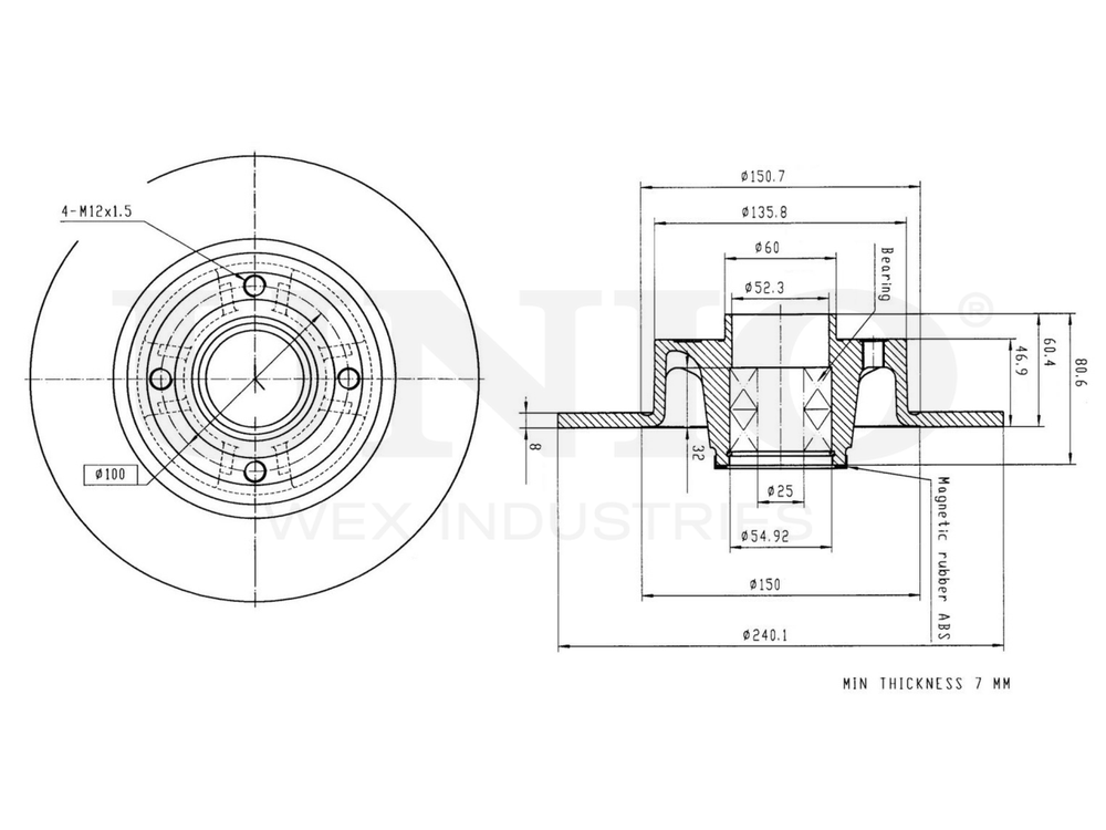 Диск тормозной задний UNIO BRD-20127