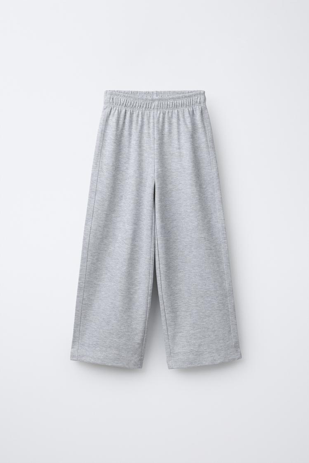 ZARA БРЮКИ WIDE LEG ИЗ ИНТЕРЛОКА, СЕРЫЙ МЕЛАНЖ