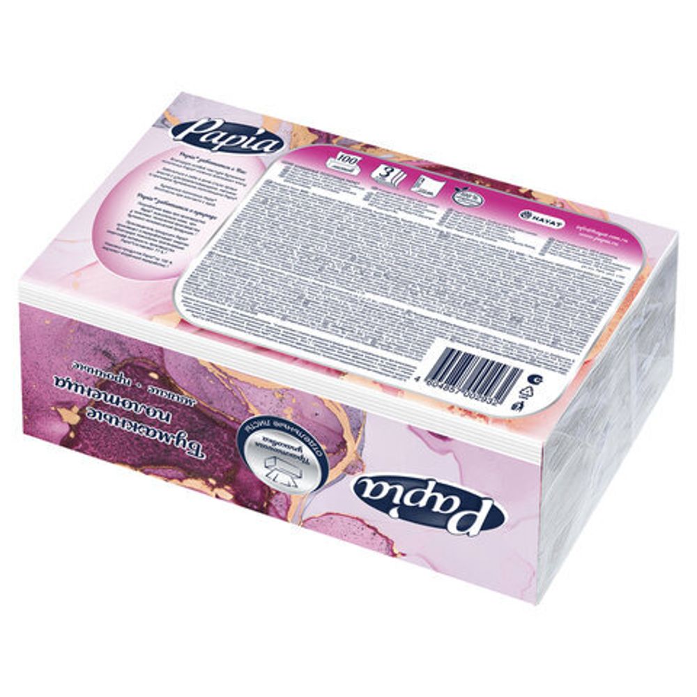 Полотенца бумажные (1 пачка 100 листов) PAPIA (H3) UNIT PACK, 3-сл, 23х20,5 см, V-сло, 5090823