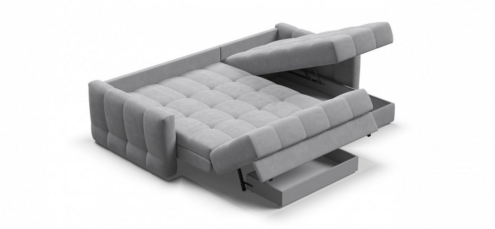 Угловой диван Босс Слип 160 Велюр Монолит сталь