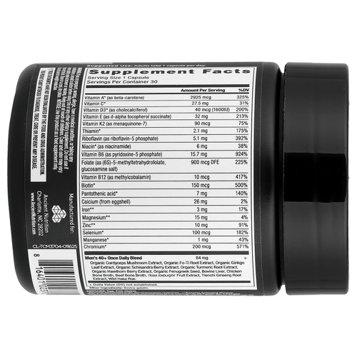 Ancient Nutrition, мультивитамины для мужчин старше 40 лет, 1 раз в день, 30 капсул