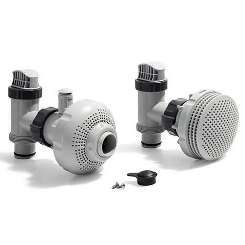 Комплект плунжерных клапанов с форсунками для подключения фильтрующего оборудования производительностью 4000-6000 л/час к шлангу на 38мм. Intex 26004