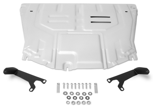 Защита картера и КПП Rival для Kia Seltos (V - 1.6 (123 л.с.)) FWD 2020-н.в./Kia Seltos (V - 2.0) 4WD 2020-н.в./Kia Soul III (V - 1.6; 2.0) 2019-н.в., штампованная, алюминий 3 мм, с крепежом, 333.2846.1